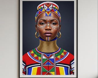 Abstrakte Afrikanerin Kunstdruck: Moderne schwarze Frau Wandbild (Digitaler Download)