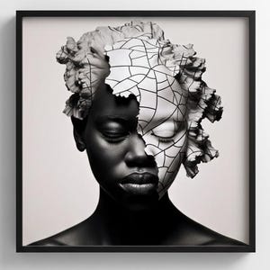 Abstract African Woman Art Print: Black Art, Modern Wall Decor (Digital Download)