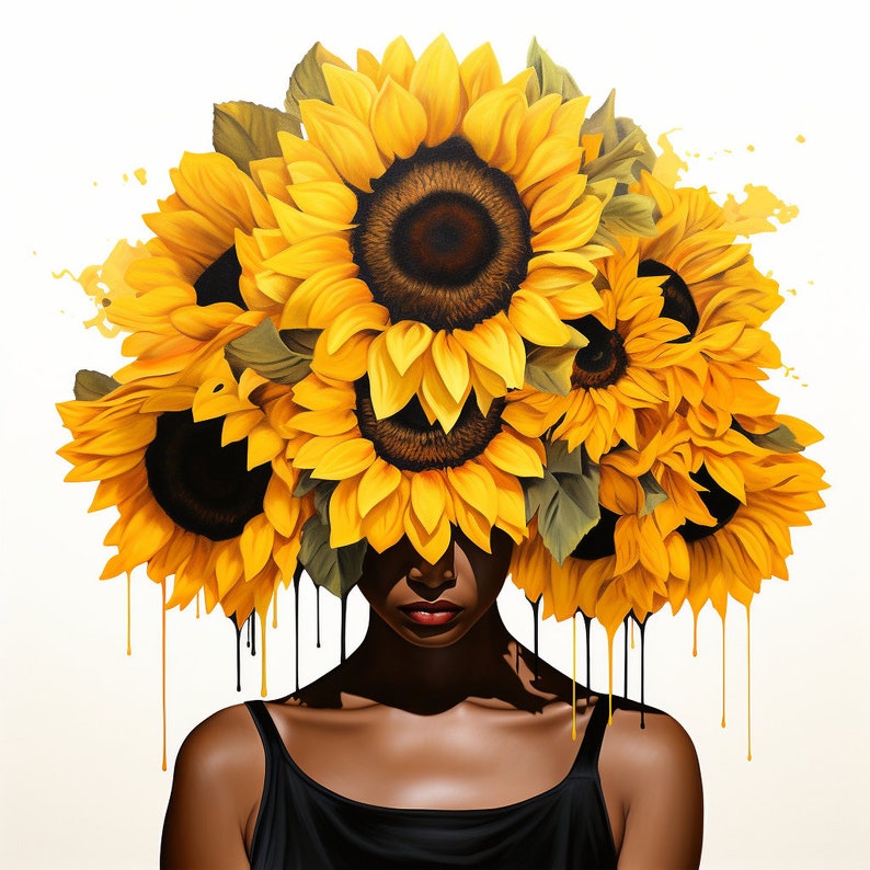 Black Girl With Flower Art Print: African American Woman Portrait ...