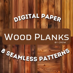 Paquete de papel digital de tablones de madera / Patrones sin costuras / Uso comercial / Descarga digital / Listo para imprimir / Proyectos de artesanía / Proyectos de bricolaje Pro