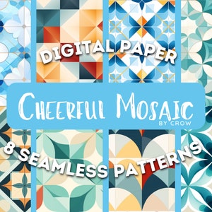 Cheerful Mosaic Digital Paper Pack | Seamless Patterns | Commercial Use | Digital Download | Print-Ready | Craft Projects | DIY Projects Pro