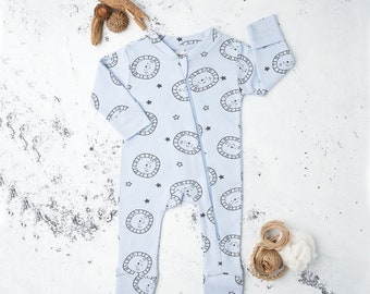 Organic Cotton Easy Diaper Change Baby Boys Footed Pajamas, One-piece Romper, 2 Way Zipper Sleepers PJ, Christmas Gift, Baby Shower Gift,