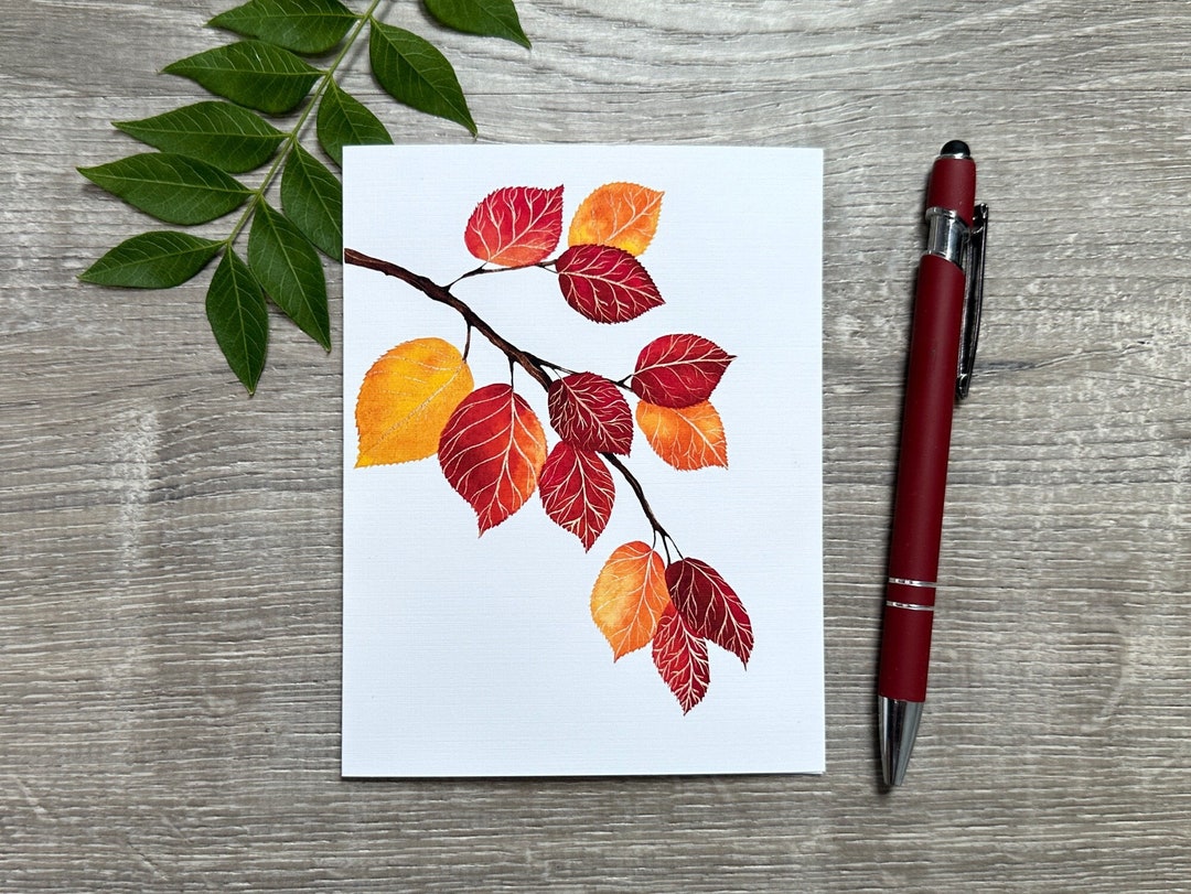 Fall Leaves Notecard, Blank Inside, Choose Individual or Sets of 4 or 8 ...