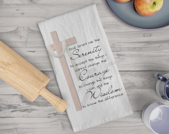 Serenity Prayer w/Cross Tea Towel