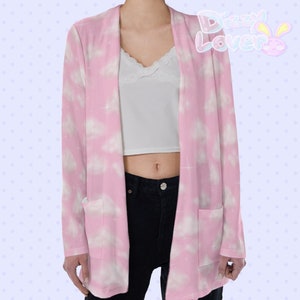 Pink Cloudy Skies Cardigan with Pockets [Fairy kei, Yume Kawaii, Decora, Cult Party Kei, Harajuku Fashion, Lolita]
