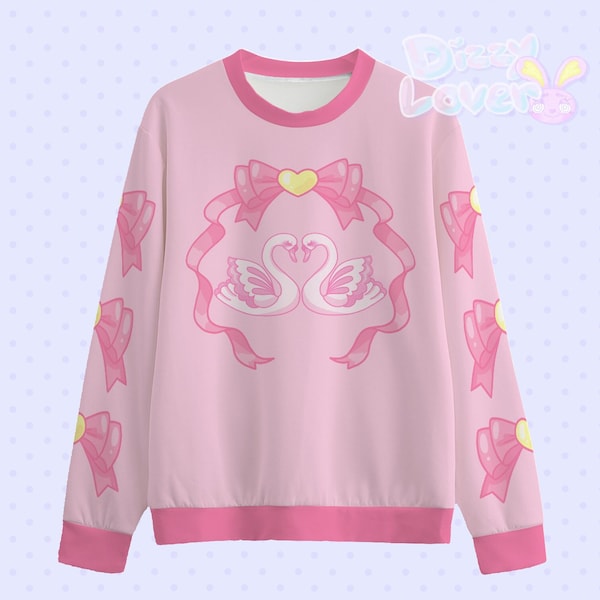 Swan Lake Kiss Unisex Cotton Sweater [Fairy kei, Yume Kawaii, Decora, Cult Party Kei, Harajuku Fashion]