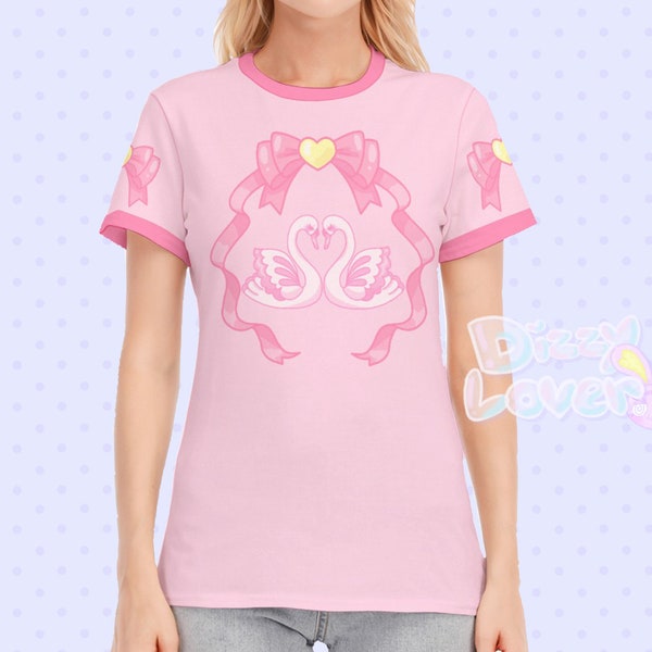 Swan Lake Kiss Cotton Shirt [Casual Fairy kei, Yume Kawaii, Decora, Cult Party Kei, Harajuku Fashion]