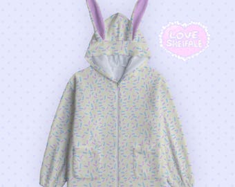 Sudadera con capucha y orejas de conejo con chispas de caramelo amarillas