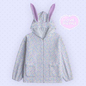White Candy Sprinkles Bunny Ear Hoodie