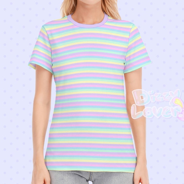 Pastel Candy Stripe Shirt [Casual Fairy kei, Yume Kawaii, Decora, Cult Party Kei, Harajuku Fashion]