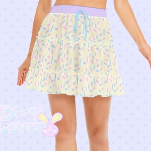 Yellow Candy Sprinkle Ruffle Skirt [Fairy kei, Yume Kawaii, Decora, Cult Party Kei, Harajuku Fashion]