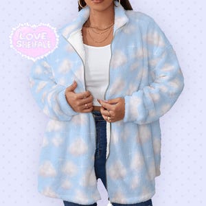 Blue Cloudy Skies Unisex Fuzzy Coat