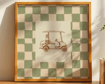 Neutral Golf Cart Print, Baby Boy Golf Nursery Decor, Digital PNG Files