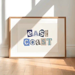 East Coast Blue Horizontal vintage beachy art seaside Dorm Room Decor coastal Cowgirl Print Coastal granddaughter Printable aesthetic poster