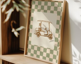 Neutral Golf Cart Print, Baby Boy Golf Nursery Decor, Digital PNG Files