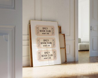 Spicy Book Club Retro Ticket Romance Novel Trope Readers Poster Book Lover Print Bookish Wall Art Dorm Room Decor Printable Digital Poster