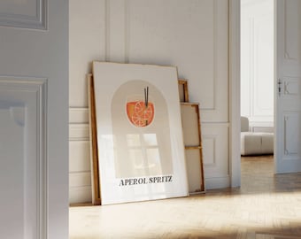 アペロール・スプリッツ・プリント、寮の部屋の装飾、バーカートアート、トレンディな壁掛けプリント、カクテルポスター、カクテルデジタルプリント、レトロなアルコールアート、png