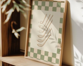 Neutral Golf Club Print, Baby Boy Golfer Nursery Decor, Digital PNG Files