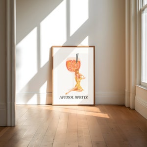 Impresión de Aperol Spritz, decoración de dormitorio, arte de carrito de bar, impresiones de pared de moda, póster de cóctel, impresión digital de cóctel, arte retro con alcohol, png