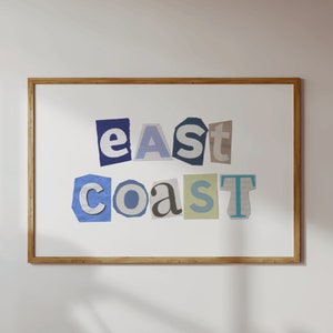 East Coast Blue Horizontal vintage beachy art seaside Dorm Room Decor coastal Cowgirl Print Coastal granddaughter Printable aesthetic poster