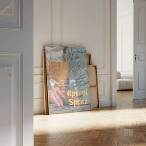 Impresión de Aperol Spritz, decoración de dormitorio, arte de carrito de bar, impresiones de pared de moda, póster de cóctel, impresión digital de cóctel, arte retro con alcohol de los años 70, png