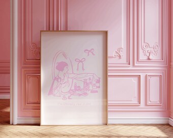 Pink Coquette I'm Literally Just a Girl Ribbon Bow Digital Print Balletcore Aesthetic Dorm Room Decor Vintage Dollette Poster Wall Artwork