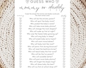 Mommy or Daddy Baby Shower Game Printable Guess Who Game Funny Coed Baby Shower Game Who Said It Gender Neutral Minimalist Editable Template