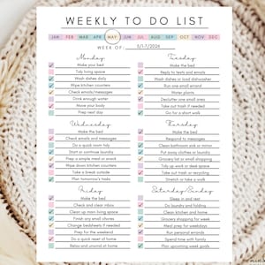 Editable Weekly To Do List Aesthetic Weekly Planner Canva Template Daily Checklist Minimalist Task List Productivity Planner PDF Printable