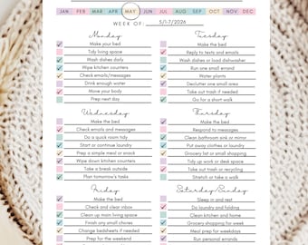 Editable Weekly To Do List Aesthetic Weekly Planner Canva Template Daily Checklist Minimalist Task List Productivity Planner PDF Printable