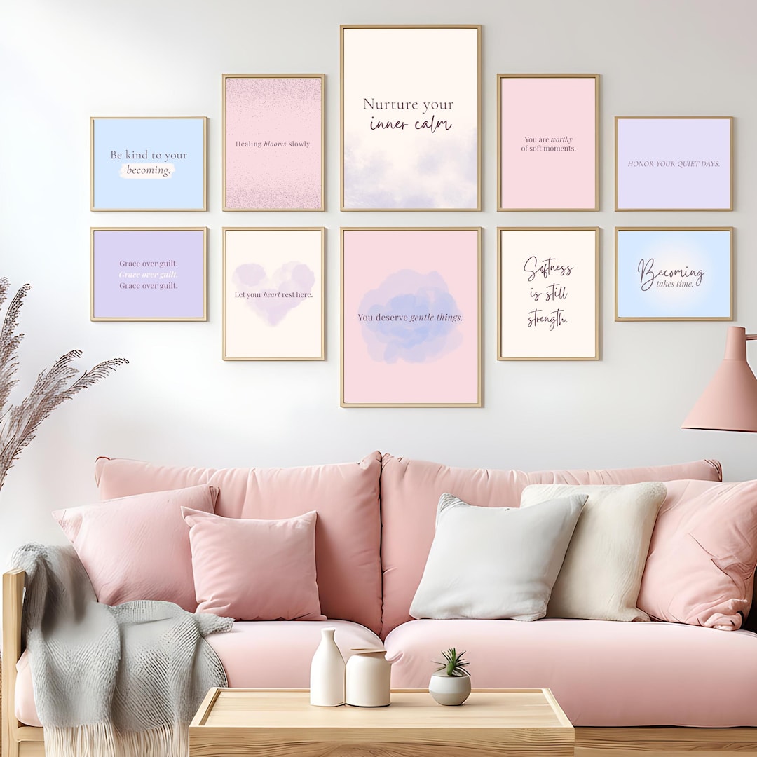 Pastel Therapy Wall Art Set of 10 Soft Positive Affirmations Printables ...