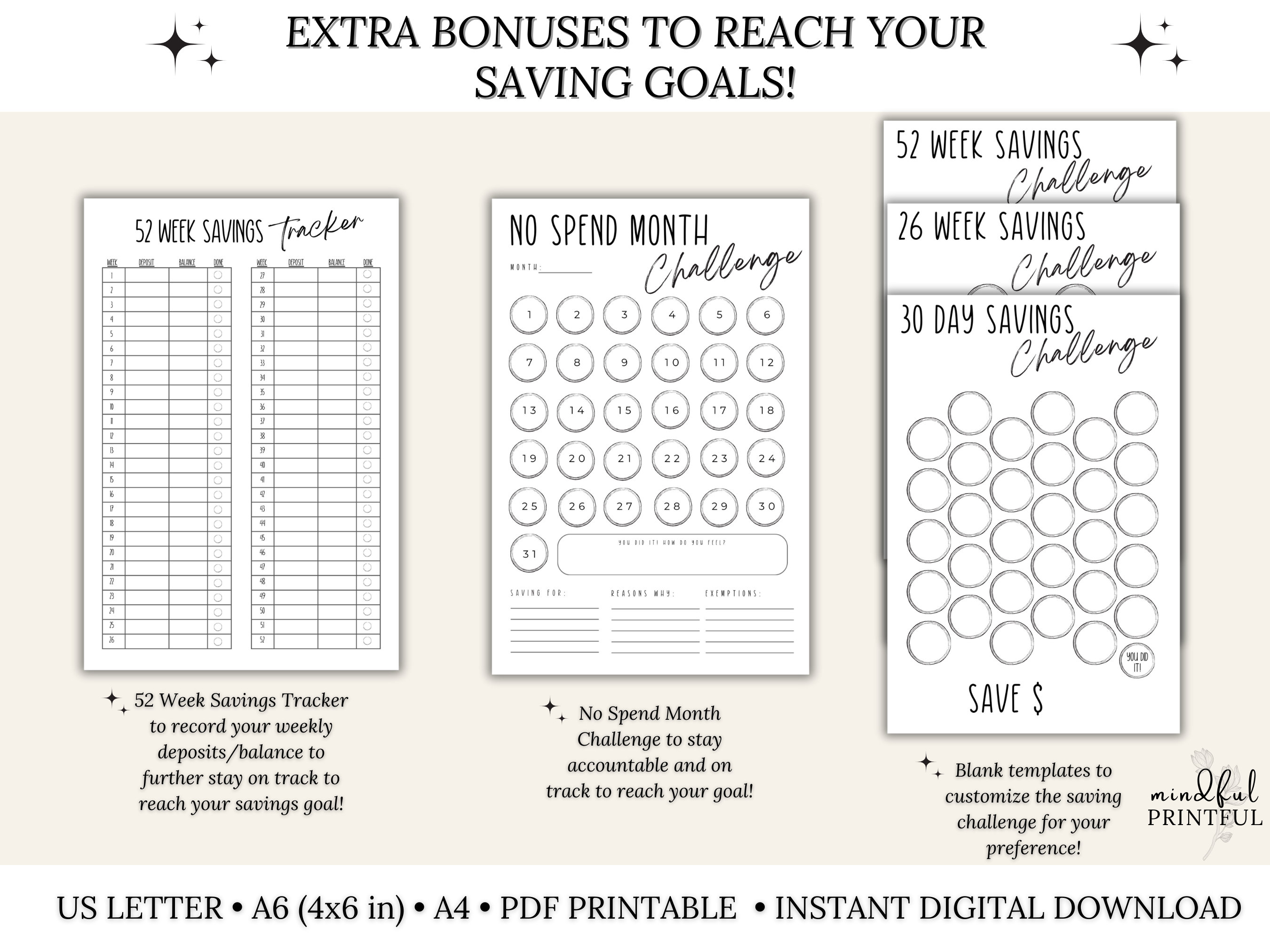 Savings Challenge Printable Bundle, Saving Tracker Bundle, Savings Fund ...