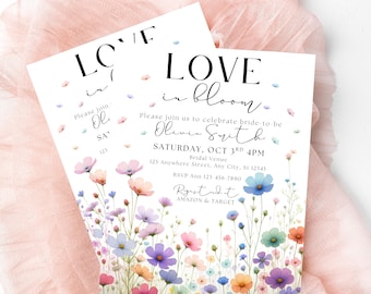 Love in Bloom Bridal Shower Invitation Template Wildflower Bridal Shower Floral Wedding Shower Invitation Printable Bridal Shower Invite