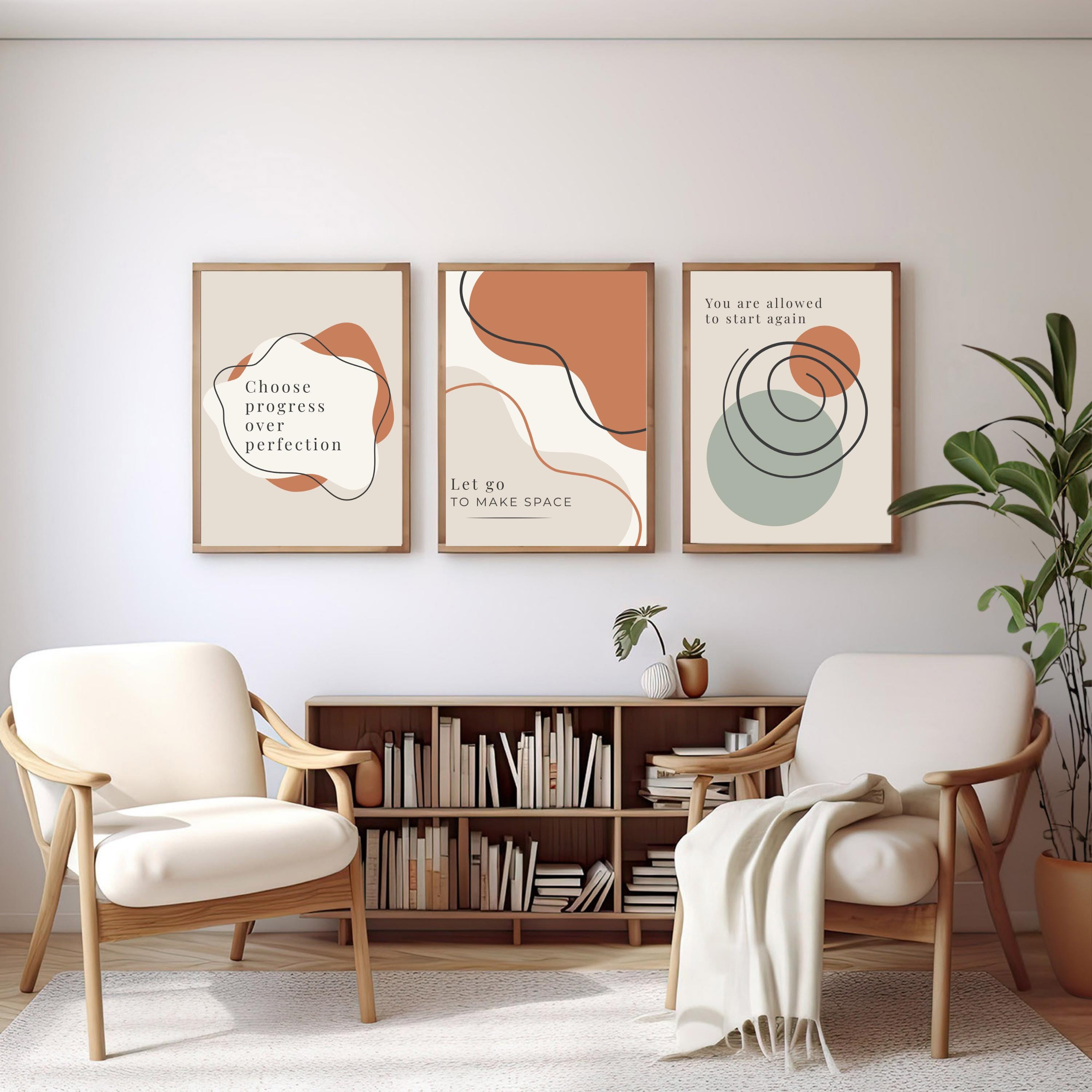 Modern Abstract Shapes Therapy Wall Art Set of 10 Mental Health Therapy ...