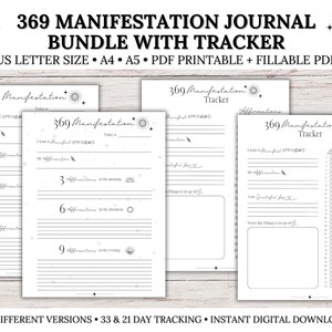 369 Manifestation Journal, Printable Manifestation Kit, 369 Method, Manifestation Planner, Law of Attraction, Money Manifestation, Tracker