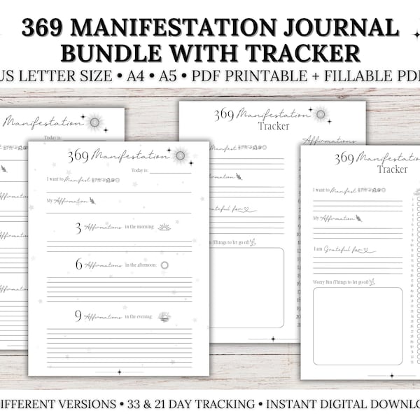 369 Manifestation Journal, Printable Manifestation Kit, 369 Method, Manifestation Planner, Law of Attraction, Money Manifestation, Tracker