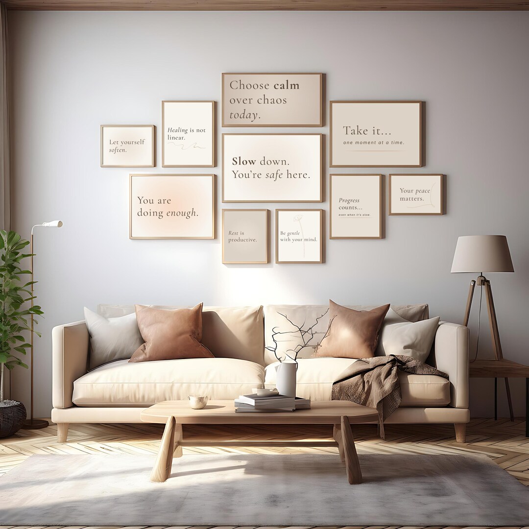 Warm Minimalist Therapy Wall Art Set of 10 Neutral Mental Health Prints ...