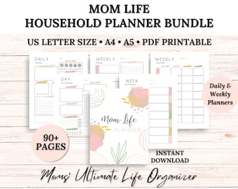 MOM LIFE Household Planner Bundle | Mom Planner | Home Management Planner Printable | Life Organizer | Productivity Planner | Family Planner