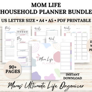 MOM LIFE Household Planner Bundle | Mom Planner | Home Management Planner Printable | Life Organizer | Productivity Planner | Family Planner