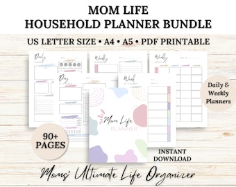 MOM LIFE Household Planner Bundle | Mom Planner | Home Management Planner Printable | Life Organizer | Productivity Planner | Family Planner