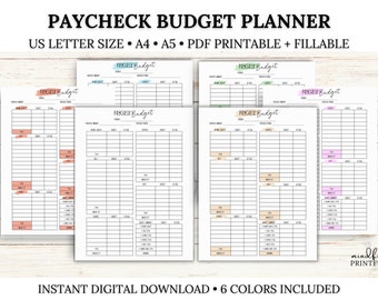 Paycheck Budget Planner Printable, Budget Templates, Budget Planner, Budget by Paycheck, Zero Based, Finances, A4/A5/Letter Fillable PDF