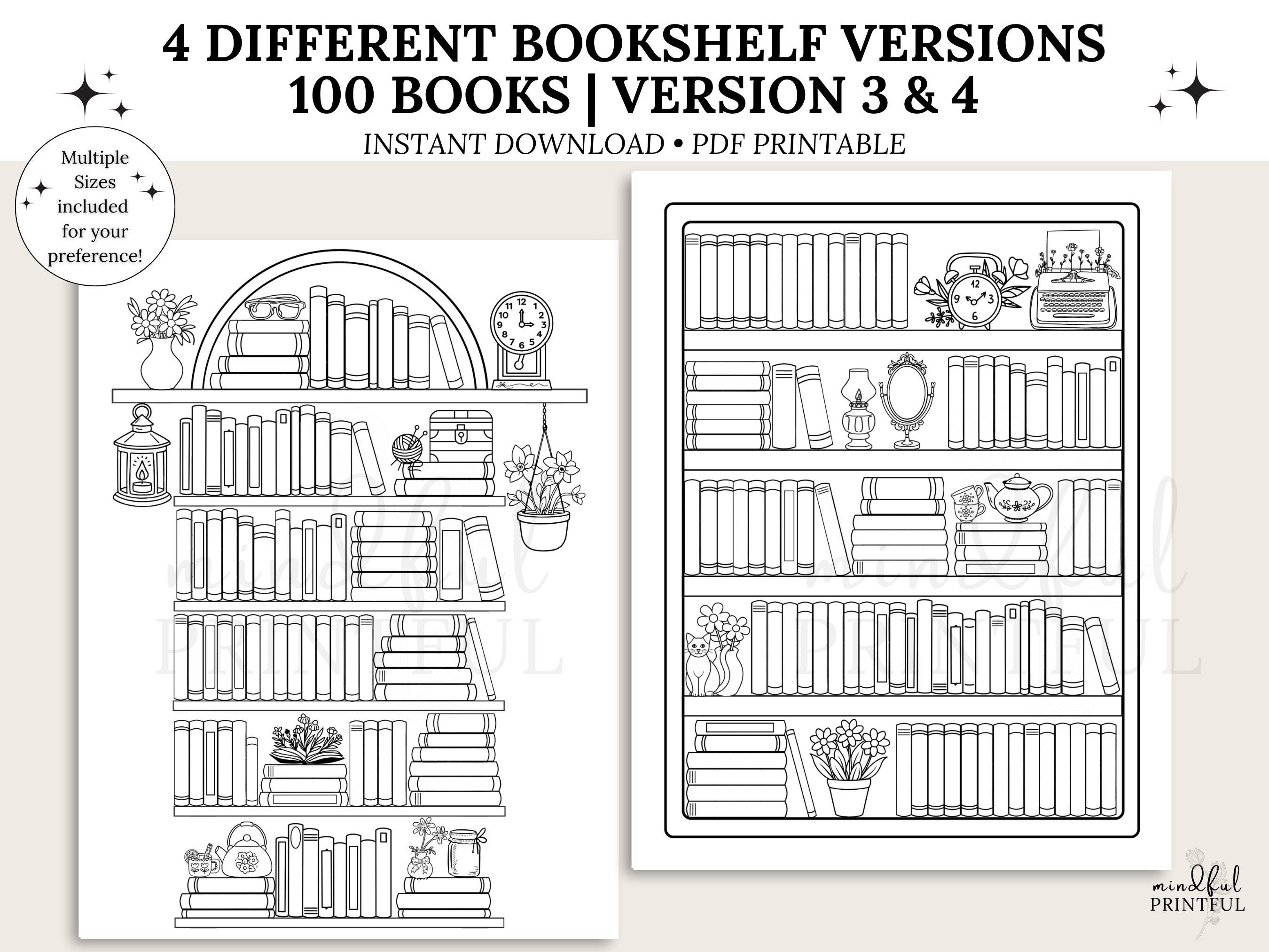 Cottagecore Bookshelf Reading Tracker Printable Reading Log Coloring ...