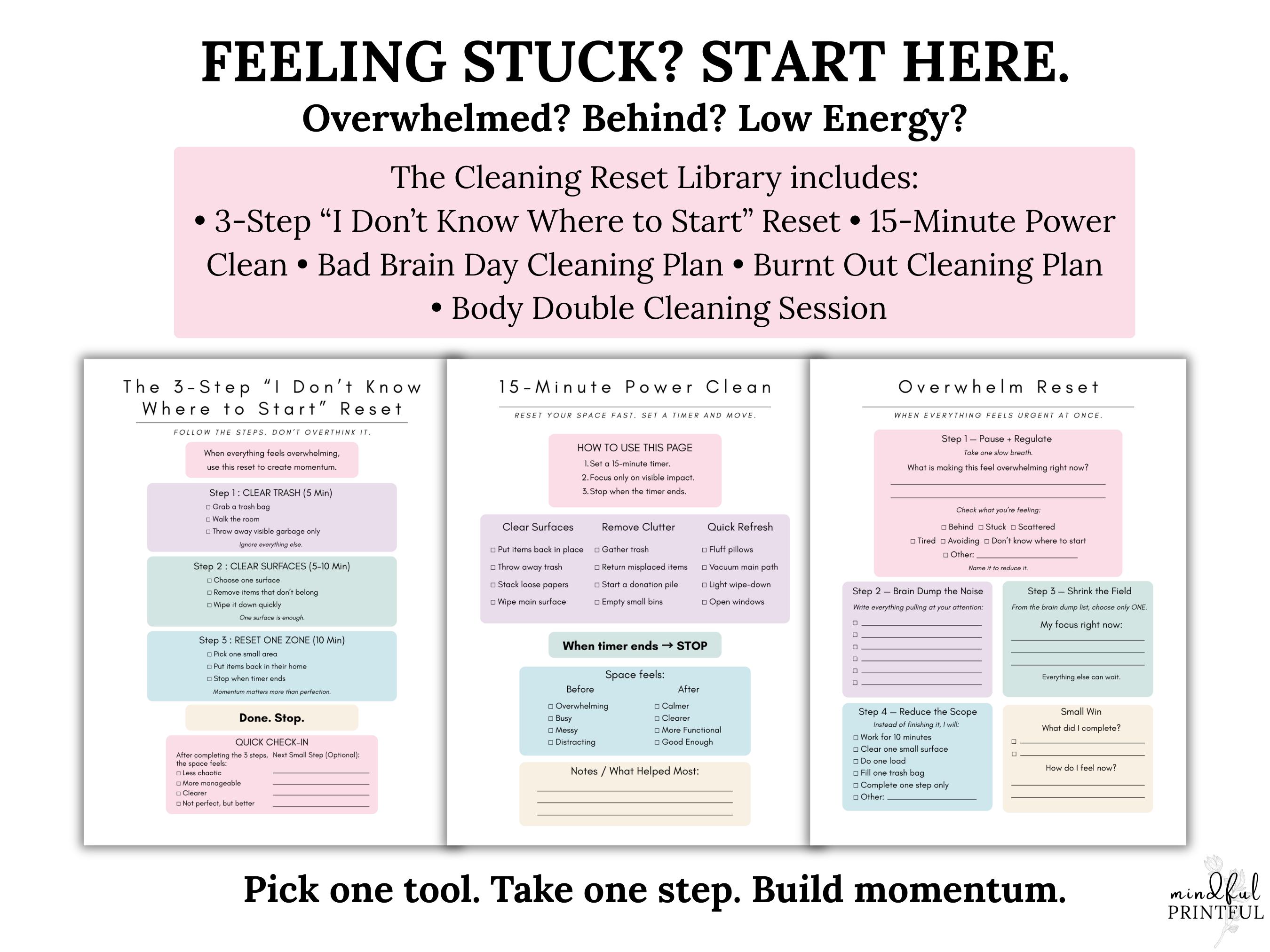 ADHD Cleaning Planner Printable Executive Function Home Management ...