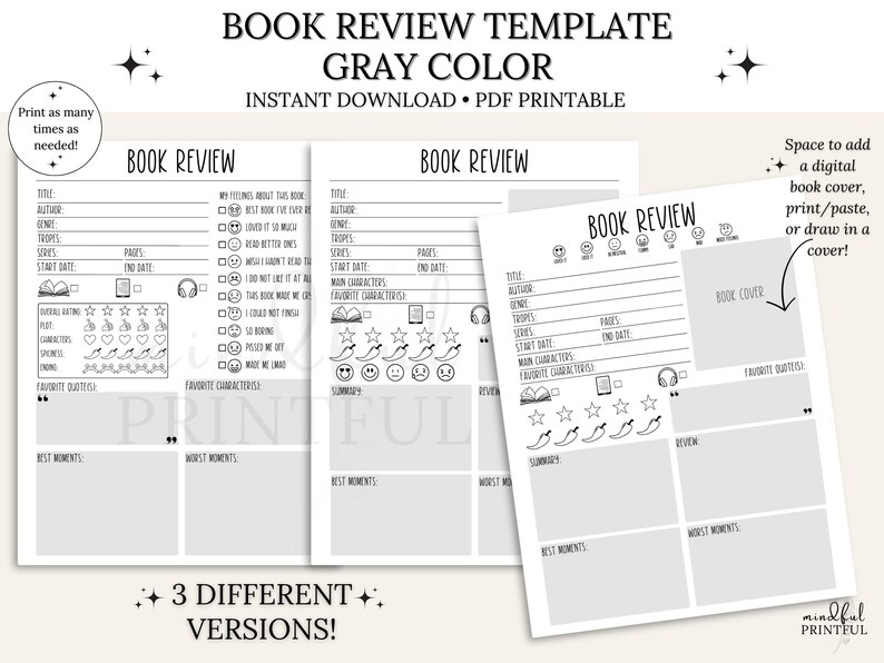 Book Review Template Color Printable Book Tracker Digital Reading ...