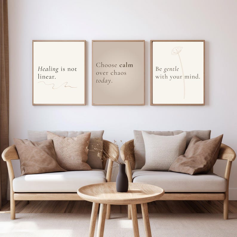 Warm Minimalist Therapy Wall Art Set of 10 Neutral Mental Health Prints ...