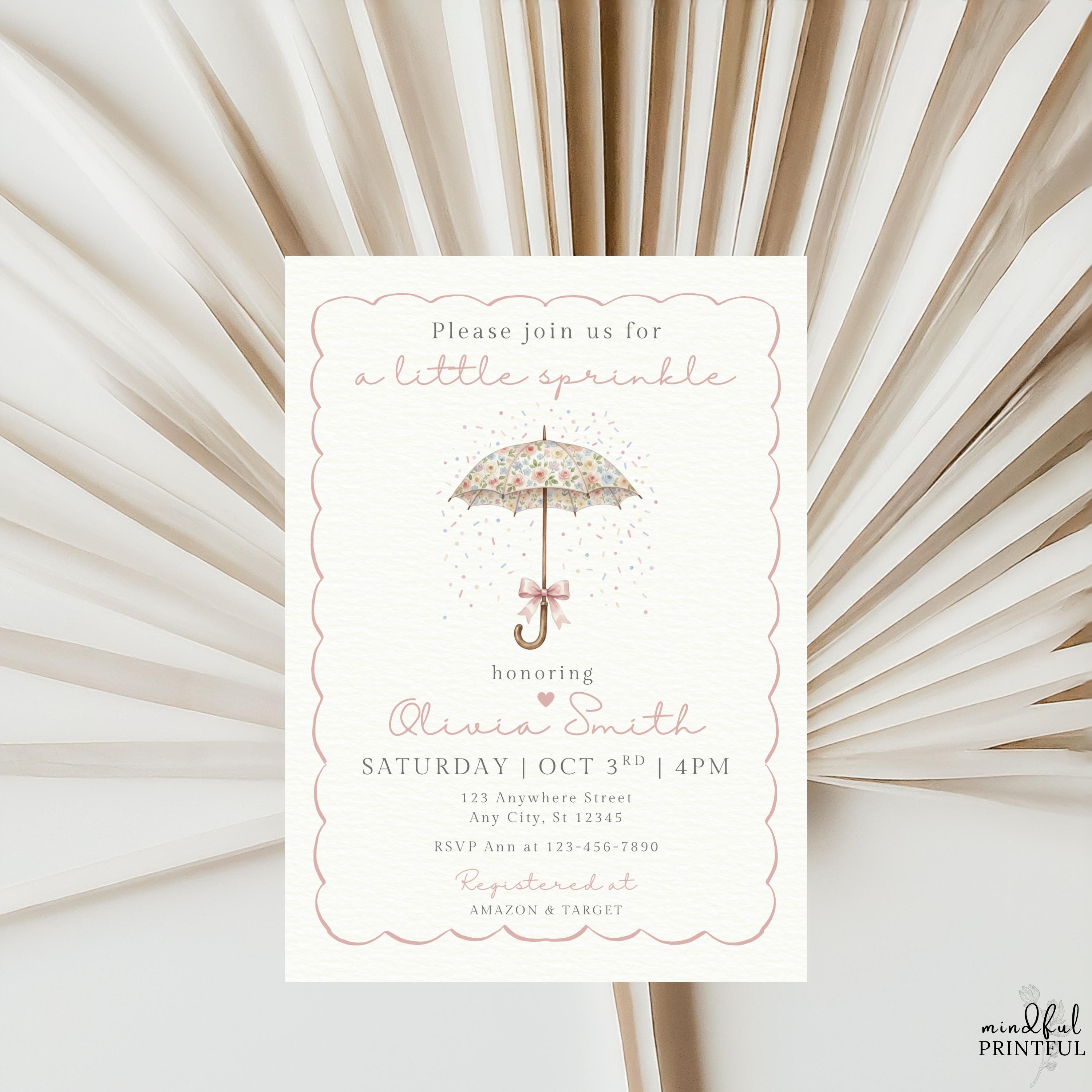 Baby Sprinkle Invitation Template Girl Baby Shower Invite Floral ...