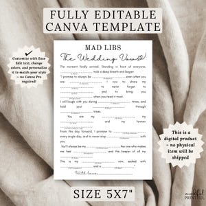 Bridal shower mad libs printable game bundle featuring 7 funny wedding-themed stories including The First Date, A Love Story, The Proposal, The Wedding Vows, A Wedding Story, The Honeymoon, and Wedding Advice. Perfect for bridal showers, bachelorette parties, rehearsal dinners, and wedding celebrations. Instant download party game with word lists and story pages for endless laughter and keepsake fun.