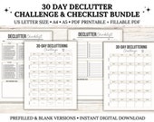 30 Day Declutter Challenge with Declutter Checklist Printable, Decluttering Guide, Declutter Workbook, Cleaning Checklist, Fillable PDF