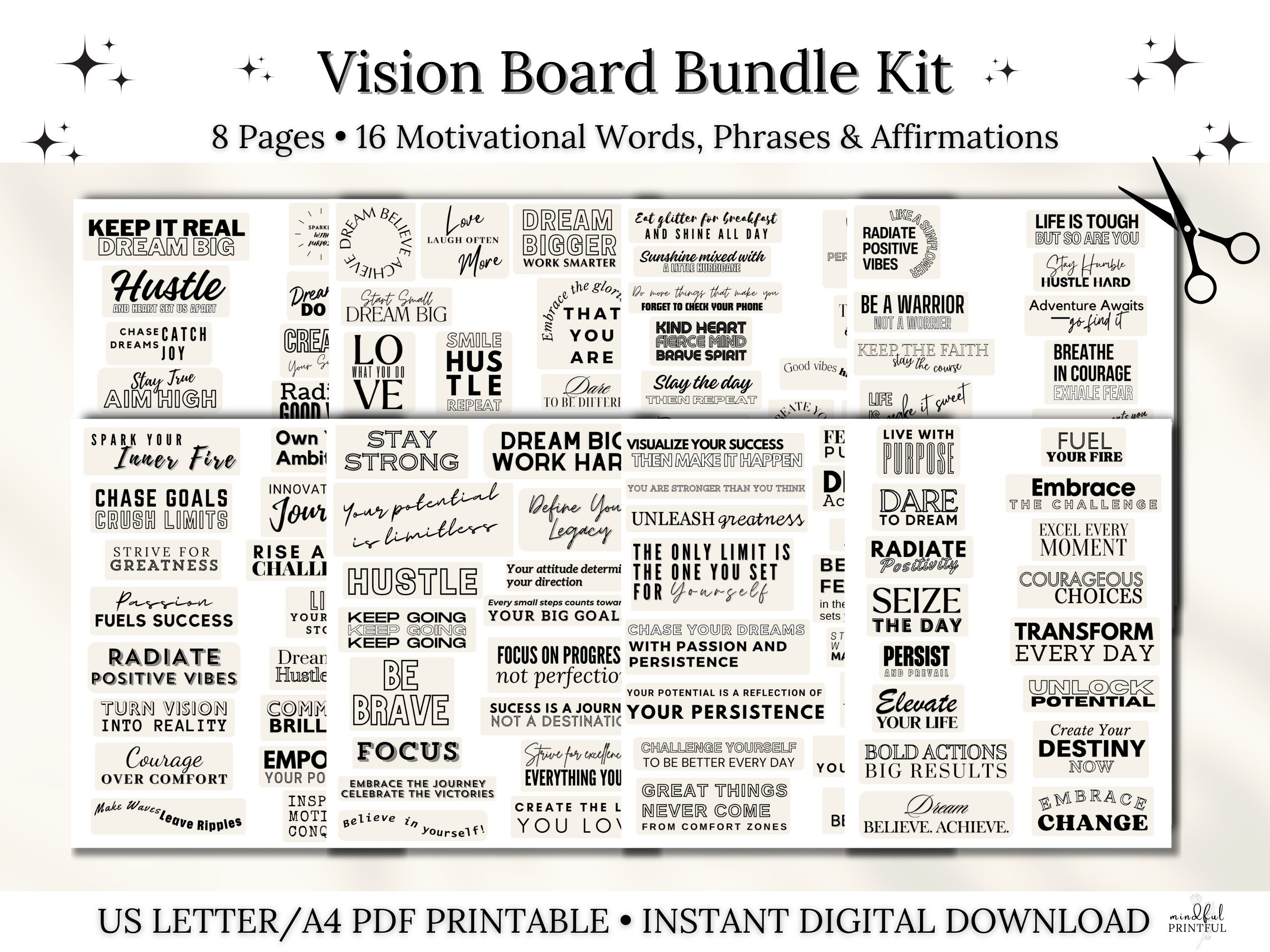 Vision Board Printables Bundle Kit, 2024 Vision Board Kit Words