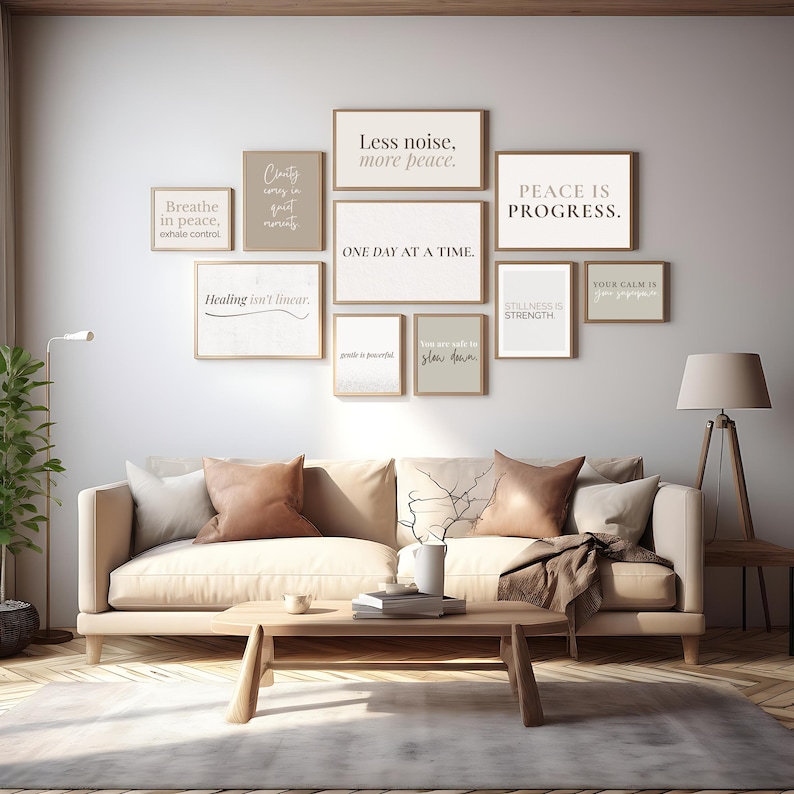 Minimalist Neutral Therapy Wall Art Set of 10 Calm Modern Printable ...
