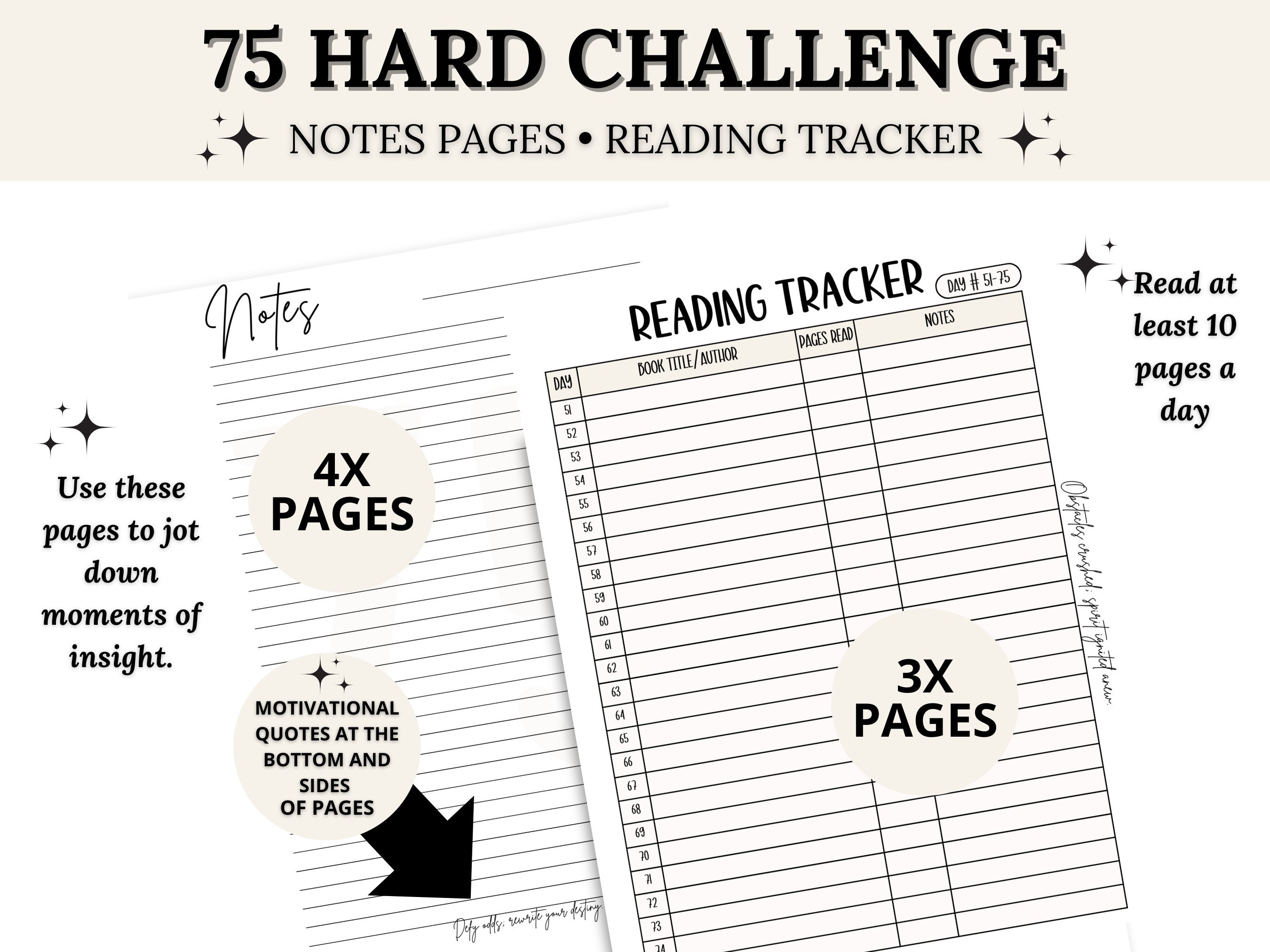Ultimate 75 HARD Challenge Tracker Bundle 75 Day Challenge Printable Ultimate 75 HARD Challenge Tracker Bundle 75 Day Challenge Printable